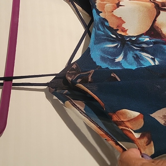 Ipona Collection Black fitted Dress with Sheer Floral Top - Picture 6 of 9